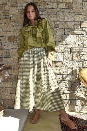 Nonni Gingham Ripley Skirt Olive
